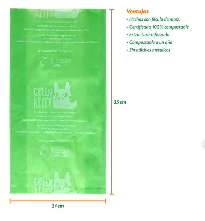 GREENKITTY - Bolsas compostables para heces de gatos