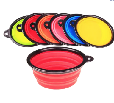 Tazón para comida o bebidas para mascotas de silicón plegable