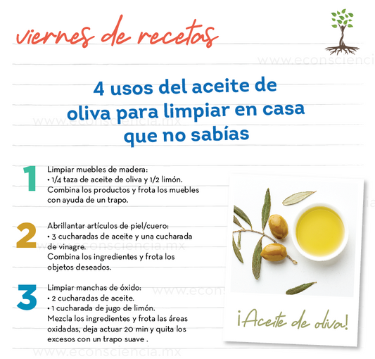 Viernes de recetas - 4 usos del aceite de oliva para limpiar en casa que no sabías