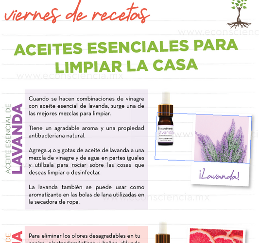 Viernes de recetas - Aceites esenciales para limpiar la casa