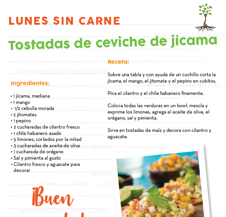 Lunes sin carne - Tostadas de ceviche de jícama