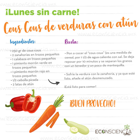 Lunes sin carne - Cous Cous de verduras con atún