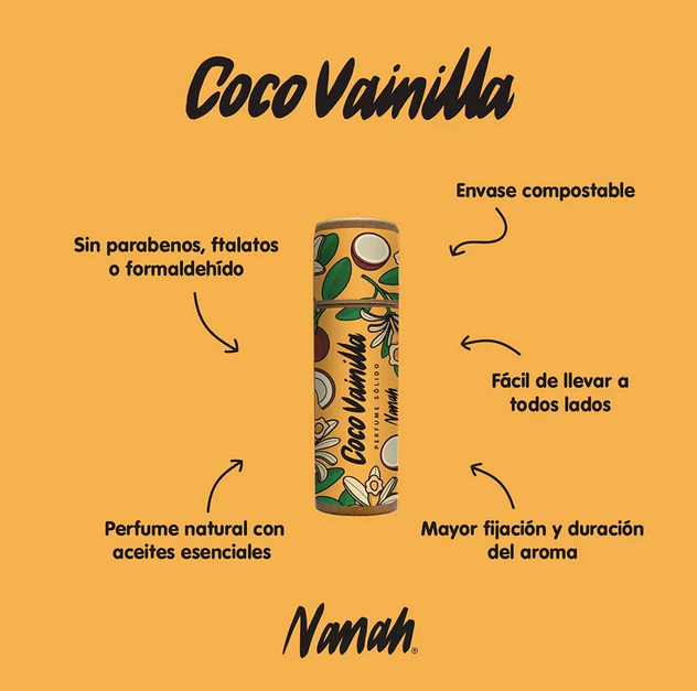 Perfume sólido de coco y vainilla